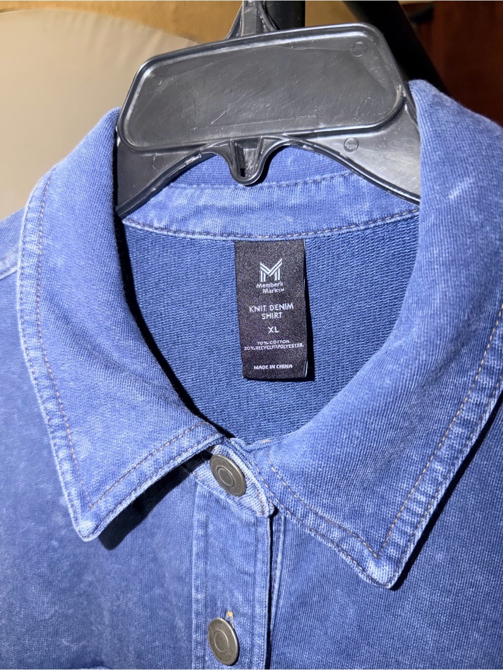 Washed Blue Button-Front Shirt Jacket - Lightweight Layer - Picture 2 of 4